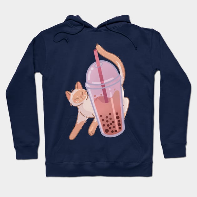 Bubble Tea Boba Red Point Thai Cat Hoodie by Feline Emporium